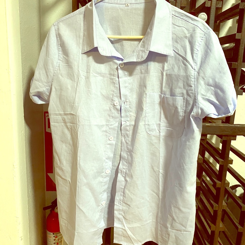 Short sleeve button down shirt blue